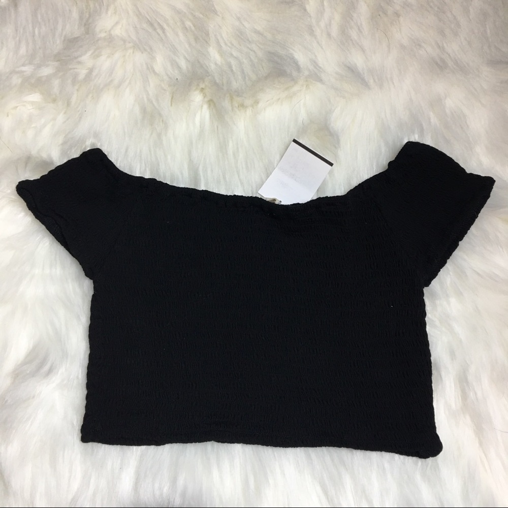 Brandy Melville Black smocked crop top